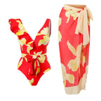 Sexy Swimsuit Women Vintage Ruffled Swimsuit Bikini Chiffon Beach Skirt Set Bella Mia