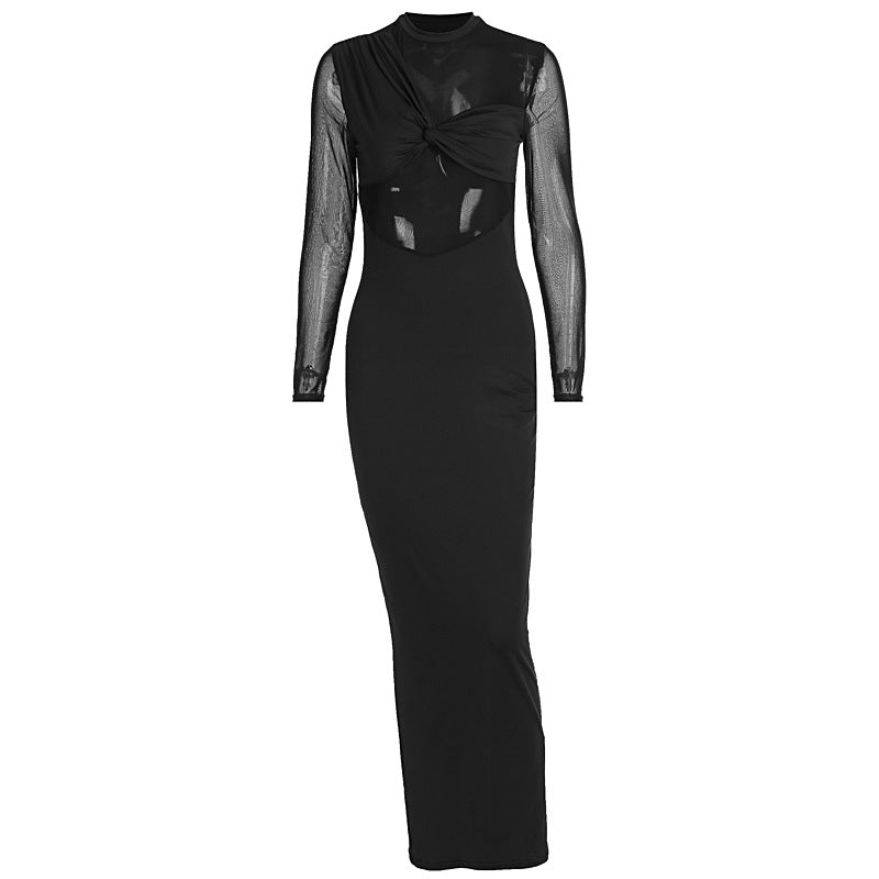 Autumn Winter Personalized Sexy Slim Long Sleeve Hollow Out Cutout Dress Women Clothing Bella Mia