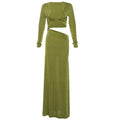 Autumn Winter Women Clothing Sexy Deep V Plunge neck Solid Color Slim Fit Sheath Long Sleeve Dress Women Bella Mia