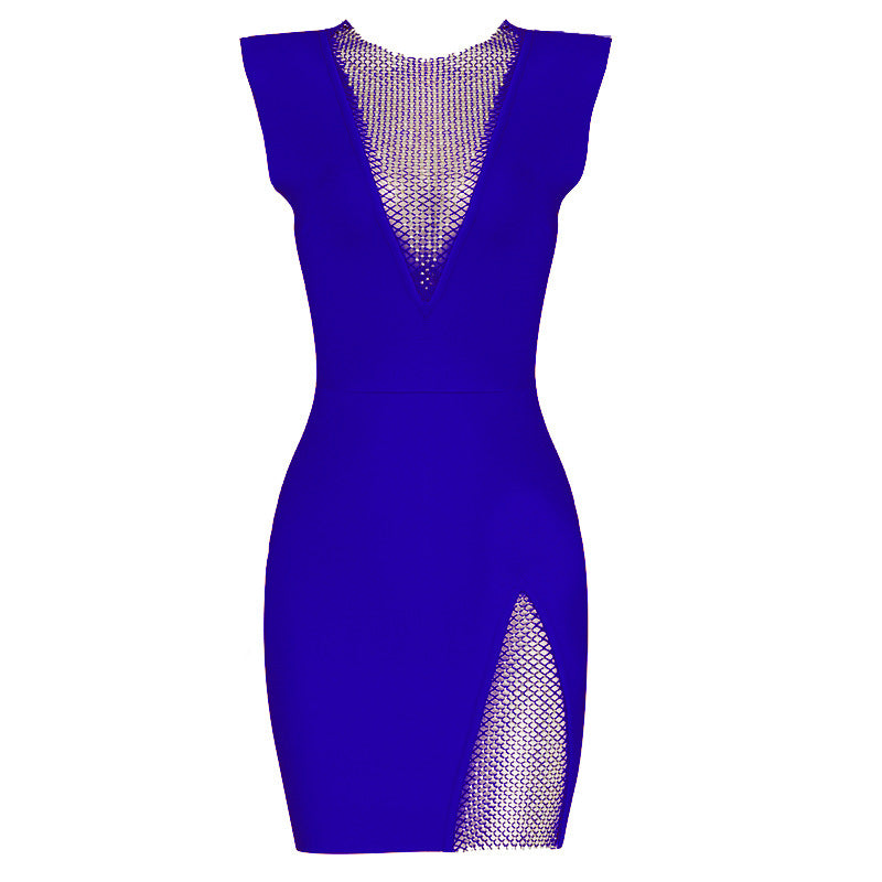 Summer Net Drill Sexy Sleeveless Bandage One Piece Dress Elegant Women Clothing Bella Mia
