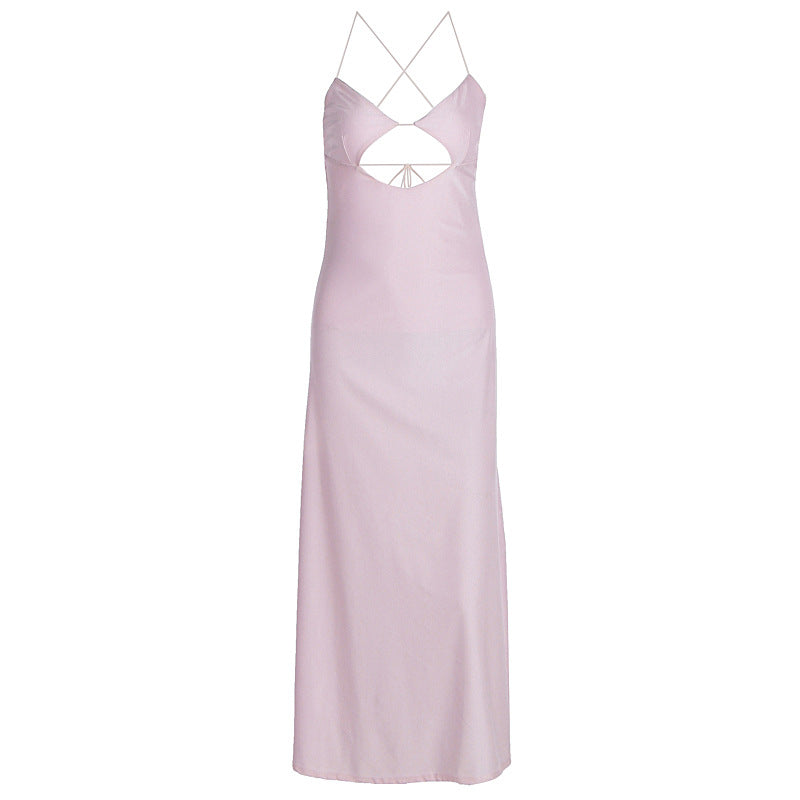 Summer Sexy Wind Cutout Sling Backless Slim Tall Looking Split Dress Bella Mia