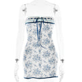 Spring Summer Printed Dress Sexy Backless Lace up Tube Top Lace Hip for Women Bella Mia