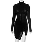 Women Clothing Micro Transparent Bare Back Twisted Irregular Asymmetric Hem Sexy Bella Mia