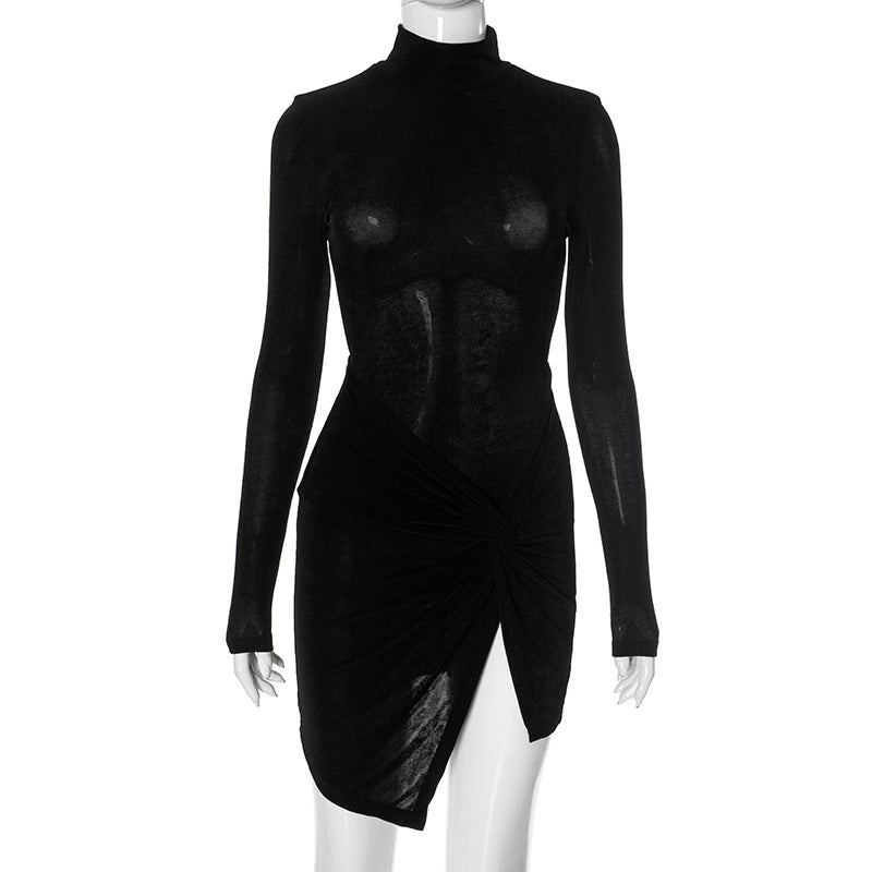 Women Clothing Micro Transparent Bare Back Twisted Irregular Asymmetric Hem Sexy Bella Mia
