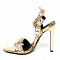 11cm Pointed Gold Rivet Rhinestone Stiletto Heels Summer Sandals Shoes Bella Mia