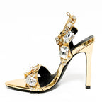 11cm Pointed Gold Rivet Rhinestone Stiletto Heels Summer Sandals Shoes Bella Mia