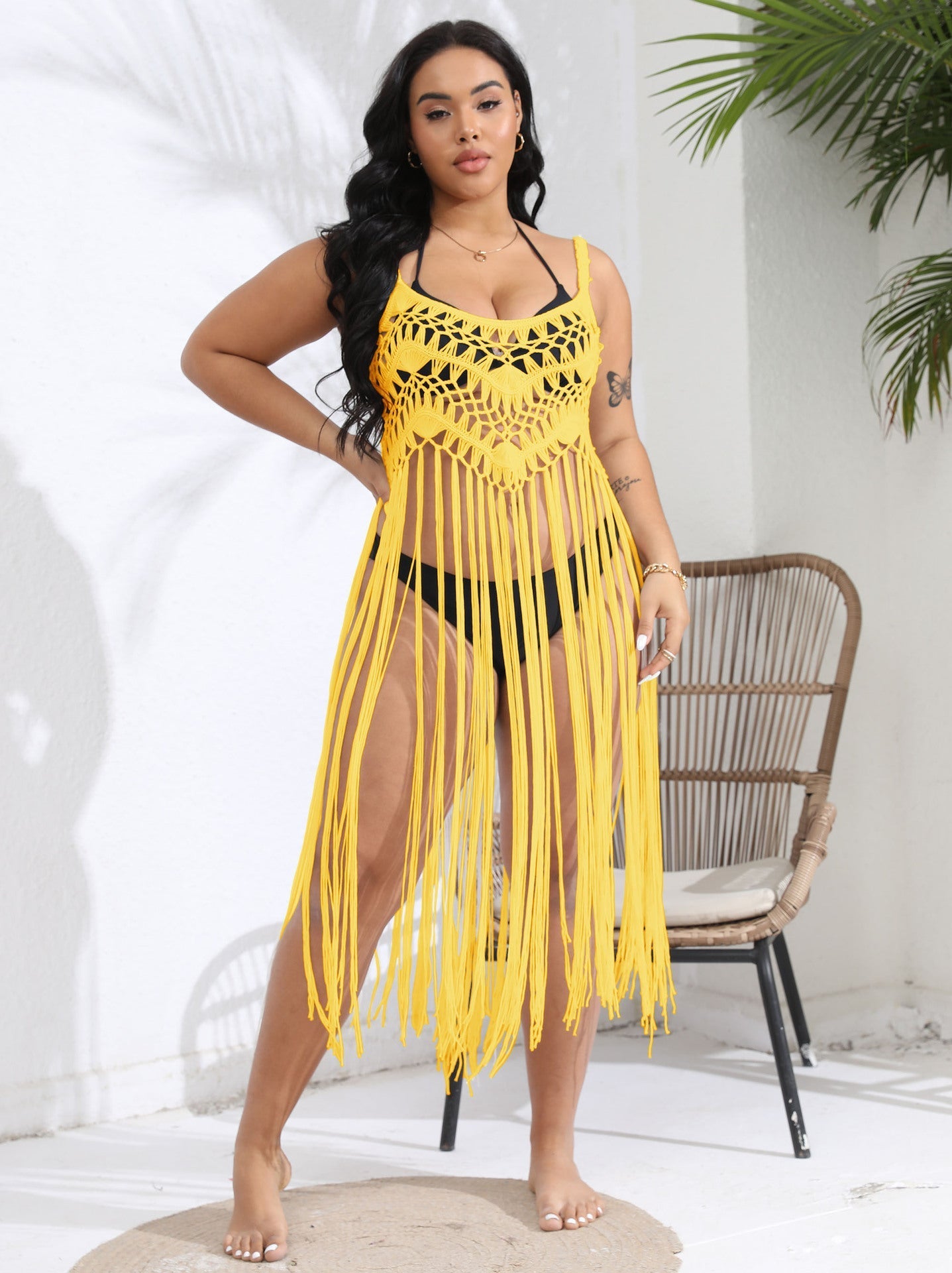 Women Beach Vacation Blouse Bikini Overclothes Tassel Patchwork Cami Dress Bella Mia