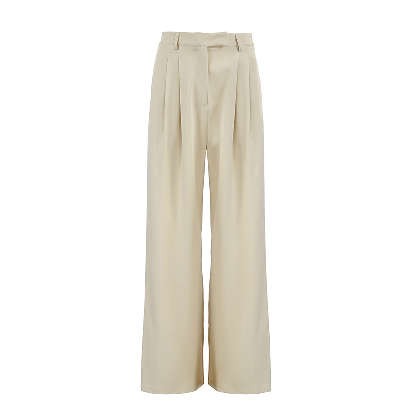 Casual Khaki Fashionable Elegant Wide Leg Pants Autumn Winter All Matching Lazy Office High Waist Work Pant Trousers Bella Mia