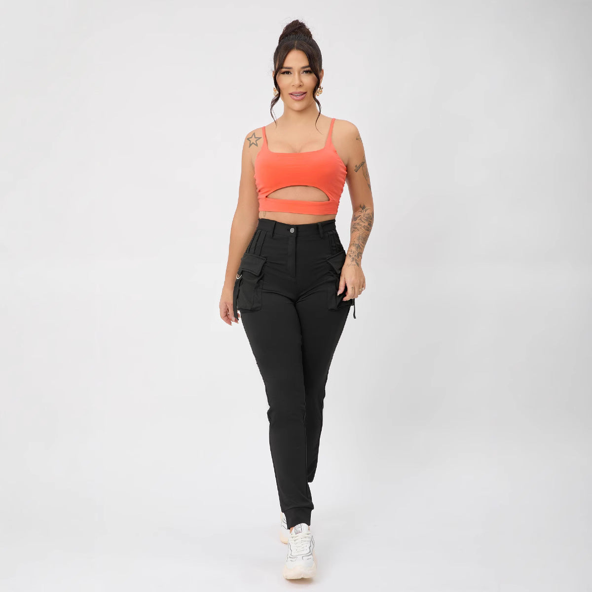 Multi Color Camisole Sports Slim Fitting Hollow Out Cutout Adjustable Buckle Top for Women Bella Mia