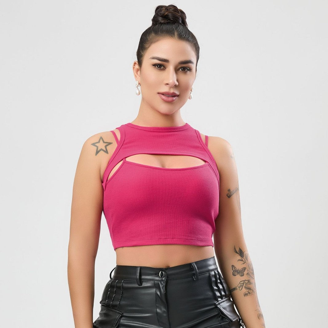 Multi Color Sexy Stretch Hollow Out Cutout Vest Women Sexy Design Blouse Slim Women Clothing Bella Mia