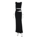 Summer Sleeveless Sexy Lace Stitching Maxi Dress Elegant Slim Fit Dress Bella Mia