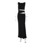 Summer Sleeveless Sexy Lace Stitching Maxi Dress Elegant Slim Fit Dress Bella Mia