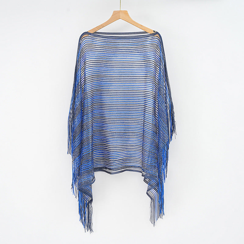 Sexy Mesh Sunscreen Striped Sunscreen Shawl Scarf Lady Shawl Towel Bella Mia