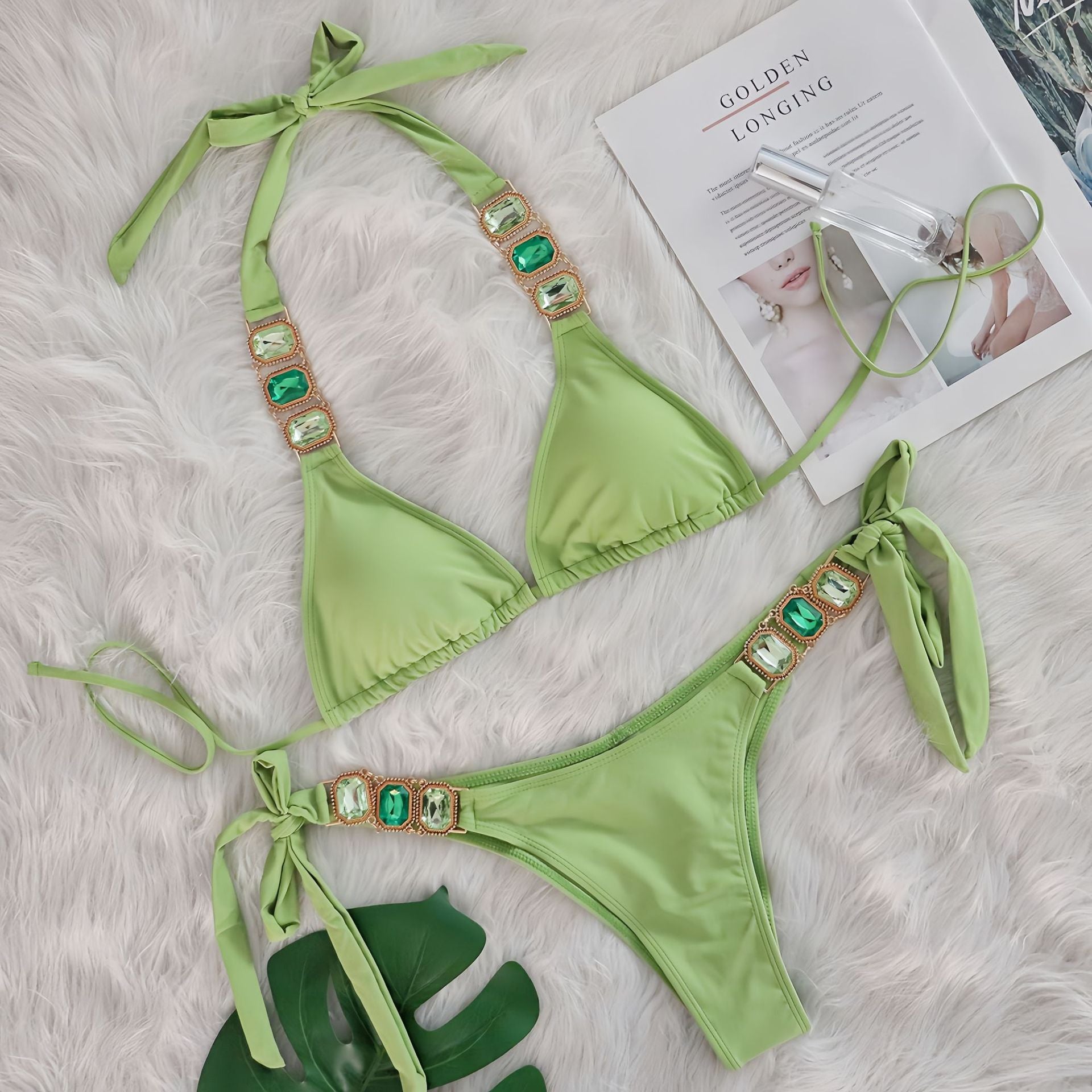 Crystal Diamond Bikini Sexy Women Split Bandage Swimsuit Beach Vacation Swimsuit Bella Mia