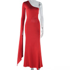 Women Clothing Solid Color Dress Sexy Cold Shoulder Sleeveless Bell Sleeve Hollow Out Cutout out Elegant Dress Dress Bella Mia