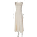 Women Clothing Summer French Low Cut Swing Collar Sleeveless Midi Dress