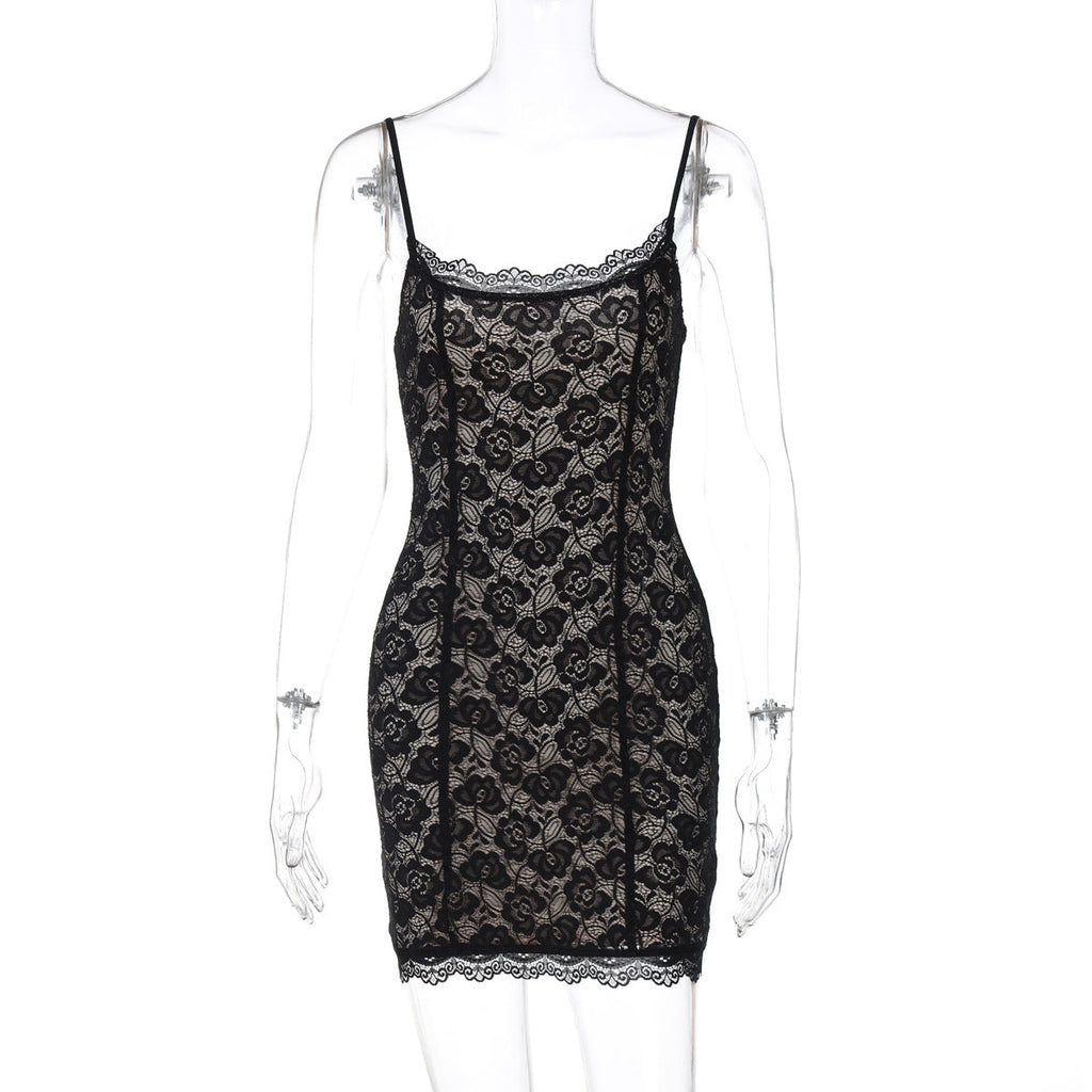 Women Clothing Summer Sexy Low Cut Cinched Sheath Lace Dress Bella Mia