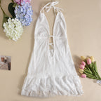Sexy Women Clothing Dress Autumn Lace up Lace Cake Type Backless Sexy Bella Mia