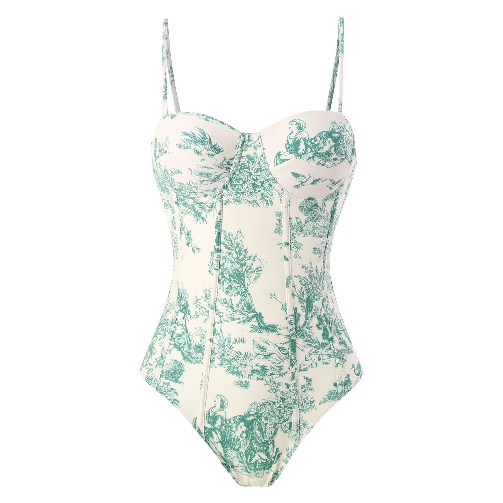 One Piece Swimsuit Women Skinny Slimming Retro Lace up Sun Protection Dress Two Piece Hard Bag Swimsuit Bella Mia