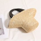 Wooden Portable Hat Straw Bag Fresh Straw Woven Bag Vacation Beach Bag Women Bag Bella Mia