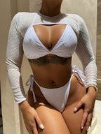 Sexy Long Sleeve Sunscreen Swimwear Swimsuit Mesh Bikini Bella Mia
