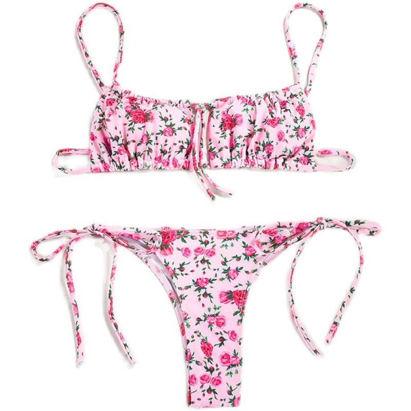 Floral Tie Up Bikini Swimsuit LUXLIFE BRANDS