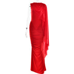 Fashionable Pleated Mesh Shawl Dress Sexy Sheath round Neck Slim Dress Bella Mia