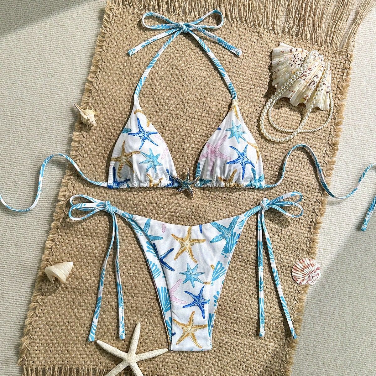 Bikini Printing Triangle Cup Starfish Sexy Bikini Swimsuit Swimwear Women Bella Mia