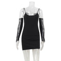 Women Clothing Sexy Lace Stitching Sexy Close Fitting Slim Fitting Sling Dress with Oversleeves Bella Mia