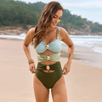 Swimsuit Solid Color Stitching Metal Buckle Swimsuit One Piece Swimsuit Bella Mia