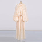 Niche High Grade Maxi Dress Autumn Winter Design Batwing Sleeve Lace up Dress Women Bella Mia