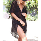 Summer Bikini Sun Protective Blouse Hollow Out Cutout Split Sexy Beach Dress for Women Crochet hook Crochet hook Crochet hook Bella Mia