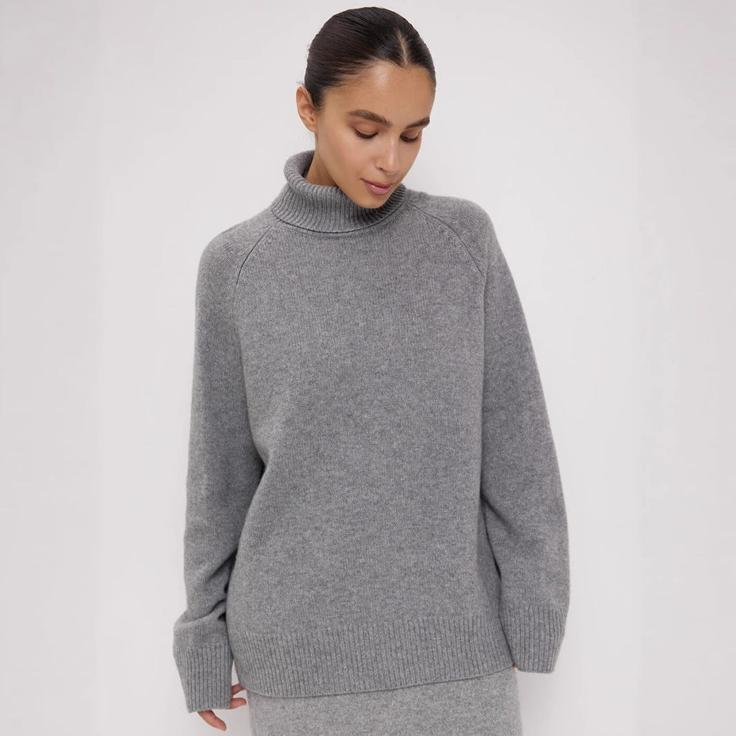 Wool Turtleneck Sweater Autumn Winter Loose Pullover Sweater Thermal Knitting Sweater for Women Bella Mia
