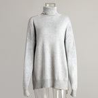 Turtleneck Sweater Women Autumn Winter Casual Sweater Slit Loose Solid Color Knitted Sweater Bella Mia