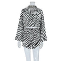 Satin Striped Summer Pajamas Long Sleeves Cropped Cardigan Shorts Two Piece Set Ladies Homewear Bella Mia