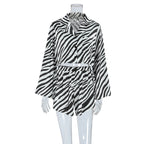 Satin Striped Summer Pajamas Long Sleeves Cropped Cardigan Shorts Two Piece Set Ladies Homewear Bella Mia