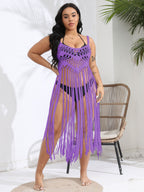 Women Beach Vacation Blouse Bikini Overclothes Tassel Patchwork Cami Dress Bella Mia
