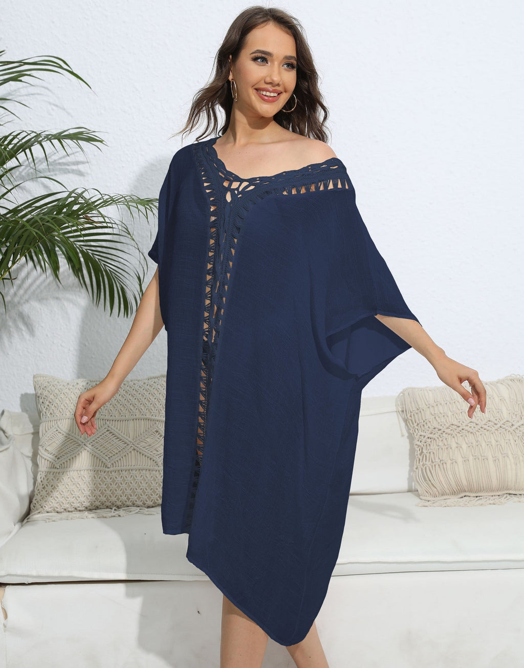 Women Blouse Women Clothing Crochet Stitching Loose Dress Beach Bikini Cover up Bella Mia