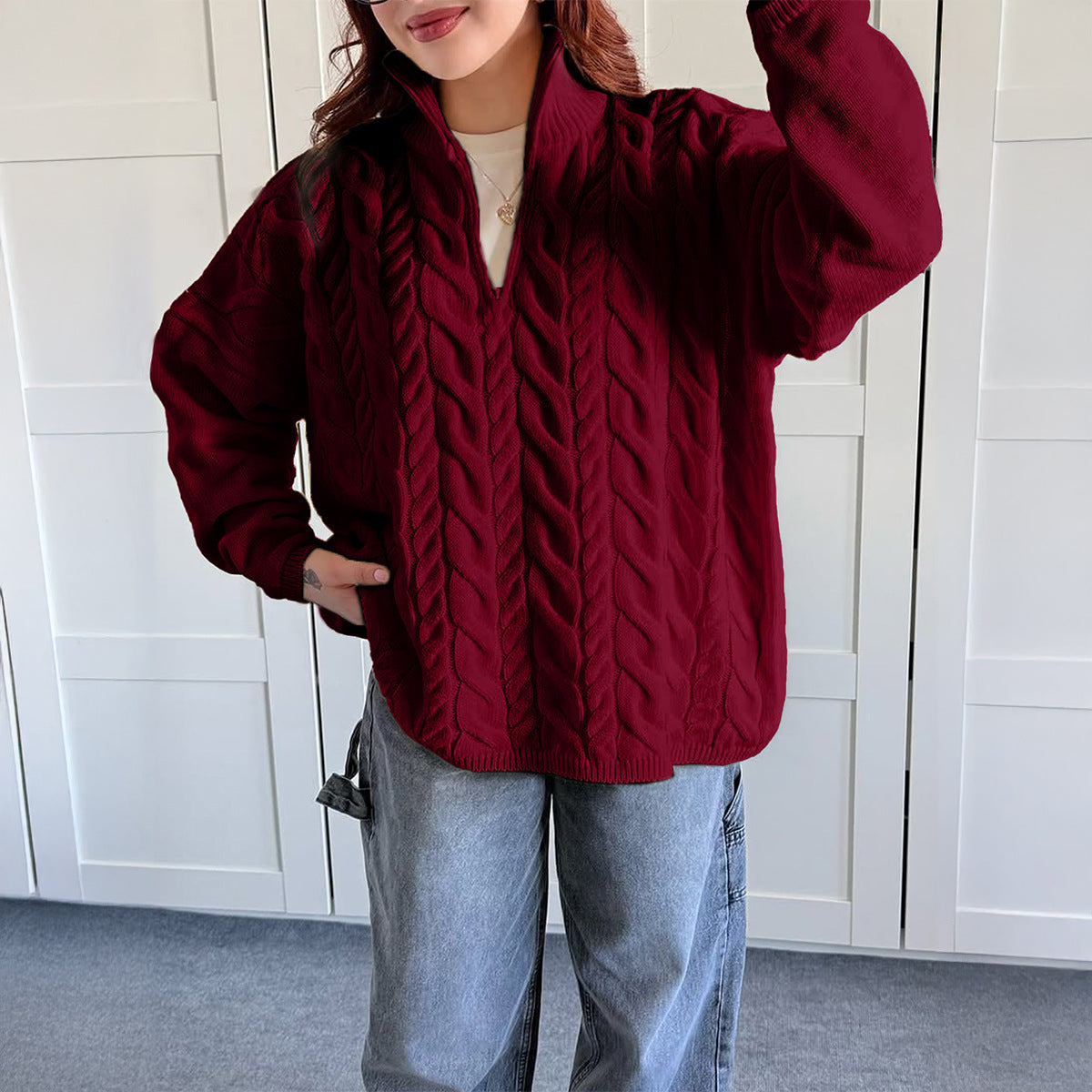 Casual Vacation Wool Solid Color Long Sleeve Sweaters Women Clothing Autumn Winter Bella Mia