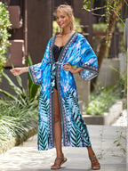 Rayon Printing Beach Cover Up Sexy Loose Holiday Cardigan Bikini Cover Bella Mia