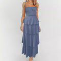 Sexy Backless Suspender Layered Dress Pleated Lace up Slim Fit Dress Bella Mia