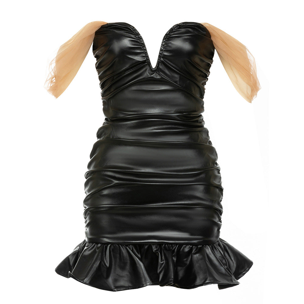 Dress Summer Simple Sexy Tube Top Backless Slim Fit Patchwork Short Dress Women Bella Mia