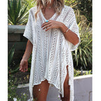 Summer Bikini Sun Protective Blouse Hollow Out Cutout Split Sexy Beach Dress for Women Crochet hook Crochet hook Crochet hook Bella Mia