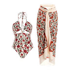 Two Piece Swimsuit Conservative Hollow Out Cutout out Tied Halter Sheath Gauze Skirt Swimsuit for Women Bella Mia