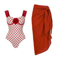 Swimsuit Red Retro Dots Spring One Piece Swimsuit Women