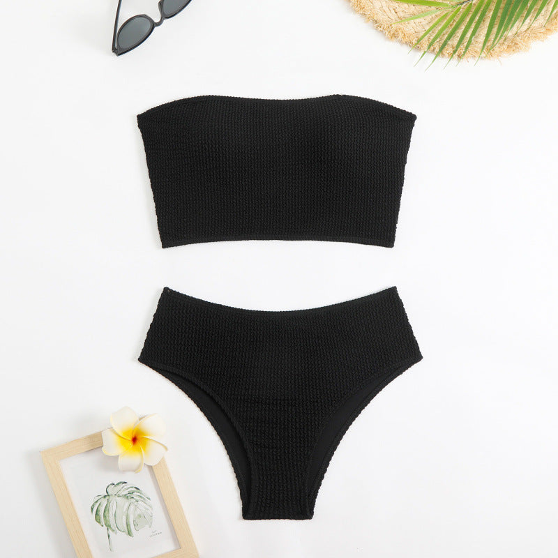 Swimsuit Women Split Solid Color Special Fabric Sexy Tube Top Bikini Swimsuit Bella Mia