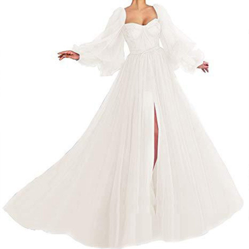 Summer Women Clothing Graceful Fashionable Dress Mesh Split Expansion Dress Wedding Evening Dress Bella Mia