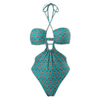 Sexy Double Sided One Piece Swimsuit Pleated Halter Bikini Suit Chiffon Dress Bella Mia