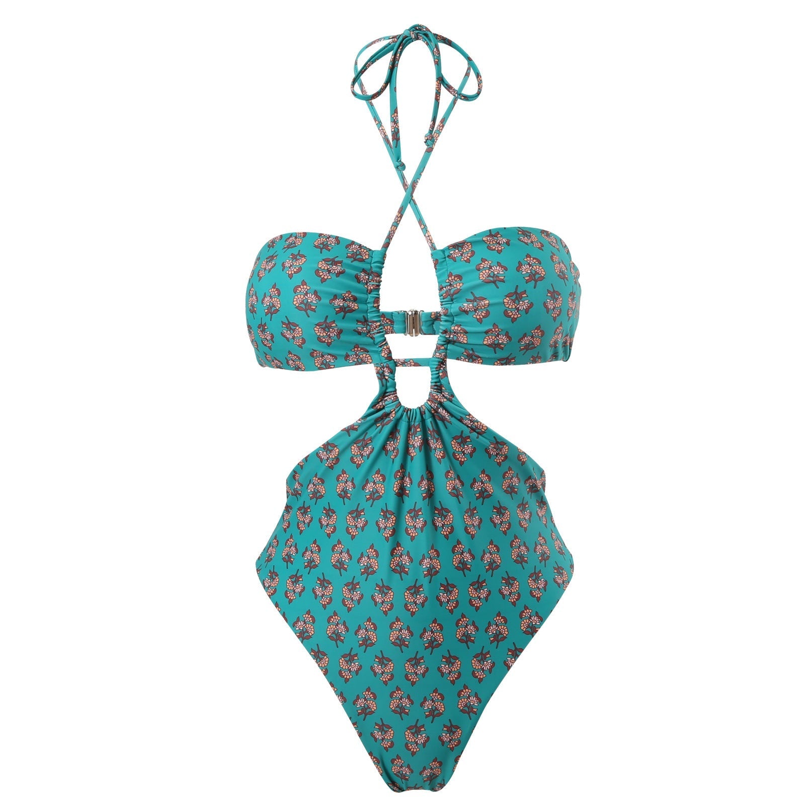 Sexy Double Sided One Piece Swimsuit Pleated Halter Bikini Suit Chiffon Dress Bella Mia