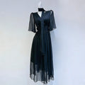 French Solid Color Maxi Dress Spring High Grade Waist Slimming Three Dimensional Floral Design Dress Women Bella Mia